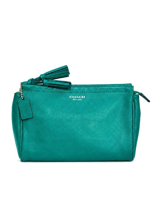 Coach Handbags - Coach Green Leather Wristlet Clutch